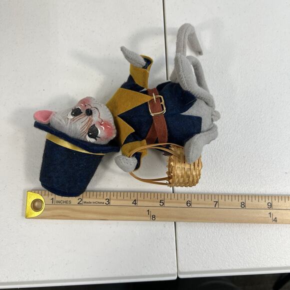 Annalee Thanksgiving 7" Pilgrim Mouse With Basket Apple ‘98 USA Made Replacement - Picture 8 of 8